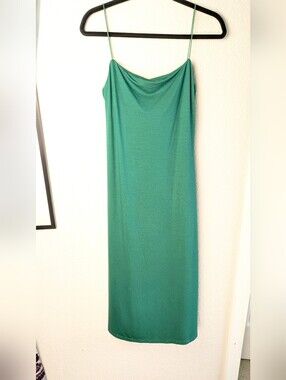 Enza Costa Revolve Strappy Side Slit Dress S Soft Knit Fern Check Measurements